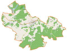 Mapa konturowa gminy Kargowa, blisko centrum na lewo znajduje się punkt z opisem „Chwalim”