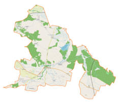 Mapa konturowa gminy Lelów, u góry po lewej znajduje się punkt z opisem „Skrajniwa”