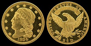 Capped Head Quarter eagle (reduced size, 1829–34) James Earle Fraser