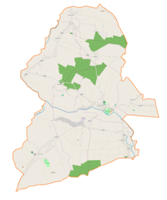 Mapa konturowa gminy Zarzecze, na dole po lewej znajduje się punkt z opisem „Siennów”