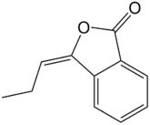 Structuurformule van 3-propylideenftalide