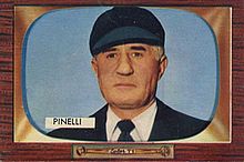 Photograph of Babe Pinelli on a baseball card