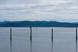 Coos Bay looking east toward the McCullough Memorial Bridge