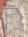 1909 map of the Parish of Googong (blue border).