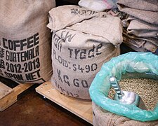 Green coffee ready for roasting