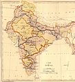 Extent of the railway network in India in 1871; construction had begun in 1856.