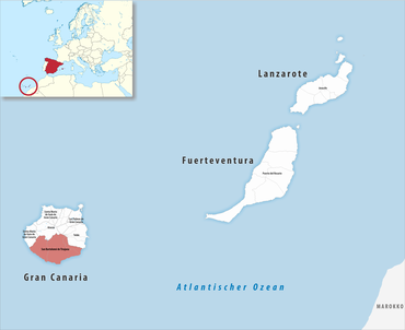 Die Lage des Gerichtsbezirk San Bartolomé de Tirajana in der Provinz Las Palmas
