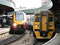 A Virgin Voyager Class 220 or Class 221 DEMU is at platform 9 of Bristol Temple Meads station with a northbound Cross-Country service. CrossCountry have greatly improved there train maintenance on the ex-Virgin ‘Brel Exspresses‘.