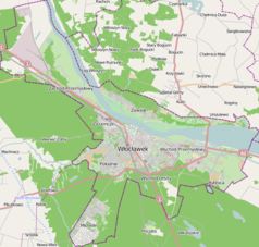 Mapa konturowa Włocławka, w centrum znajduje się punkt z opisem „''III Liceum Ogólnokształcące''''im. Marii Konopnickiej''”