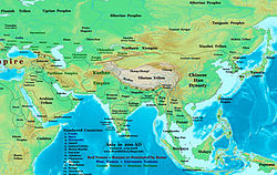 150 yıllarında Kuzey Hunları (Northern Xiongnu) ve Güney Hunları (Southern Xiongnu)