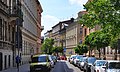 View to the southwest, from the intersection with Karmelicka Street