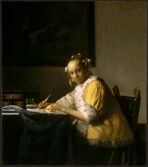 Briefschreiberin in Gelb (Jan Vermeer)