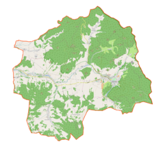 Mapa konturowa gminy Lądek-Zdrój, blisko centrum po prawej na dole znajduje się punkt z opisem „Lądek Stójków”