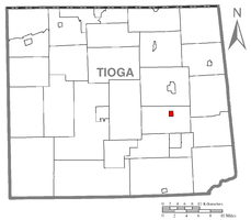 Map of Tioga County Highlighting Putnam Township