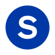 Rundes Liniensymbol mit dem weißen Buchstaben S in blau gefülltem Kreis vor neutralem Hintergrund
