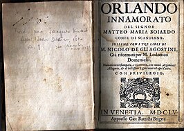 Orlando Innamorato, de editie van 1655 door Giovanni Battista Brigna, Venetië