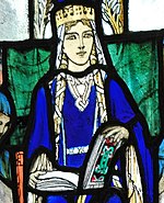 Image of Saint Margaret in a window in Edinburgh