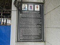 Alberto Ramento commemorative plaque at the Church of Saint Sebastian in Tarlac City where he was assassinated.