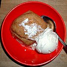 Apple dumpling with ice cream