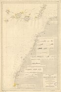 Map detailing the coast of Río de Oro (part of Spanish Sahara colony) in 1896.