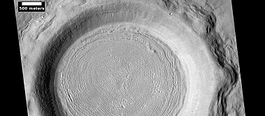 Crater floor showing concentric crater fill, as seen by HiRISE under HiWish program