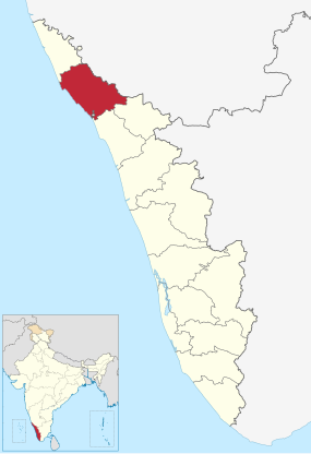 Positionskarte des Distrikts Kannur
