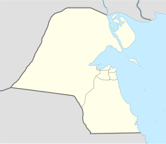 Mapa konturowa Kuwejtu, blisko centrum na prawo znajduje się punkt z opisem „Al Kuwait Sports Club Stadium”