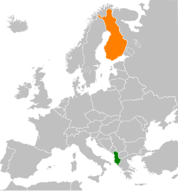 Map indicating locations of Albania and Finland