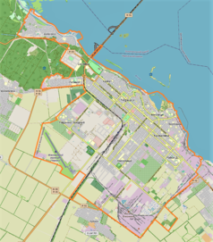 Mapa konturowa Czerkasów, w centrum znajduje się punkt z opisem „Miejski Stadion Centralny”