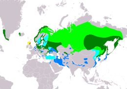 A rétisas elterjedési területe   költőhely (nyáron)   egész éves   költözési útvonal   telelőhely   visszatelepített terület (egész éves)   visszatelepített terület (költözési útvonal)