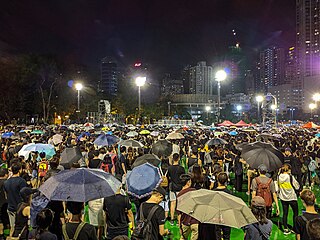 Protesters inside Victoria Park for the rally by Civil Human Rights Front