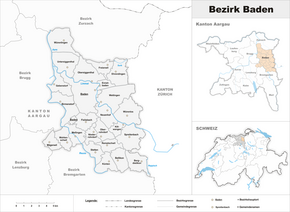 Karte von Bezirk Baden