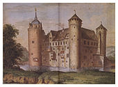 Ansicht des Schlosses Fürstenau, Aquarell auf Papier, um 1800.