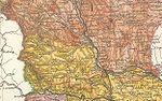 Die Grenze zwischen dem Marburger (gelb) und dem Grazer Kreis (rotbraun) verlief im Murtal beim Teufelsgraben, um 1855
