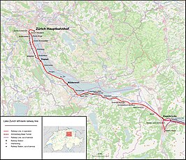 Spoorlijn Zürich - Näfels op de kaart