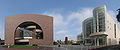 Panoramic view of Segerstrom Hall and Segerstrom Concert Hall of the Orange County Performing Arts Center.