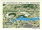 Der Olympiapark in München auf einem Briefmarkenblock der Deutschen Bundespost