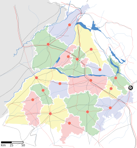 Ludhiana est le point rouge dans le rectangle rose au centre (district de Ludhiana).