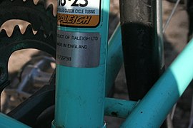 Raleigh Label an einem Rennrad der späten 1980er Jahre