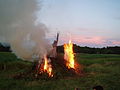 Danish midsummer bonfire with the traditional burning of a witch