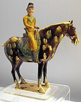 Sancai-horse and figurine, Tang dynasty
