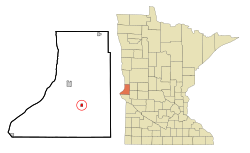 Lage von Dumont im Traverse County (links) und in Minnesota (rechts)