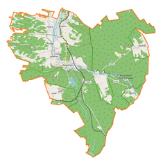 Mapa konturowa gminy Zwierzyniec, u góry po prawej znajduje się punkt z opisem „Kosobudy”