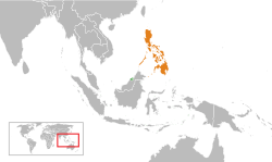 Map indicating locations of Brunei and Philippines