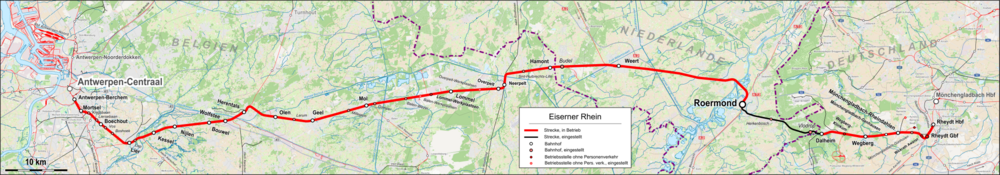 Historisch verloop van de IJzeren Rijn tot aan Rheydt