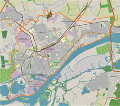 Mapa konturowa Chersonia, blisko centrum po lewej na dole znajduje się punkt z opisem „Sobór Świętego Ducha”