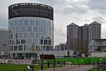 Medienturm, Blick von Osten (April 2018)
