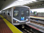 A Metrorail Green Line train arriving at Tri-Rail Station in 2011