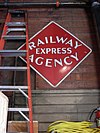 Railway Express sign, on display in Snoqualmie Depot, Washington, USA