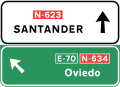 S-221a Wegweiser zur Autobahn Autopista oder Autovia und einem anderen Ziel